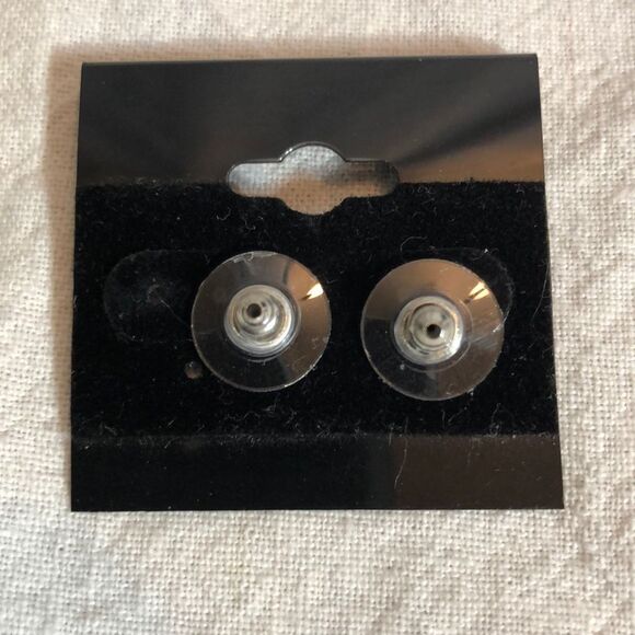 Handcrafted One of a Kind Beaten Round Copper Earrings Rhinestones NEW - Picture 6 of 7